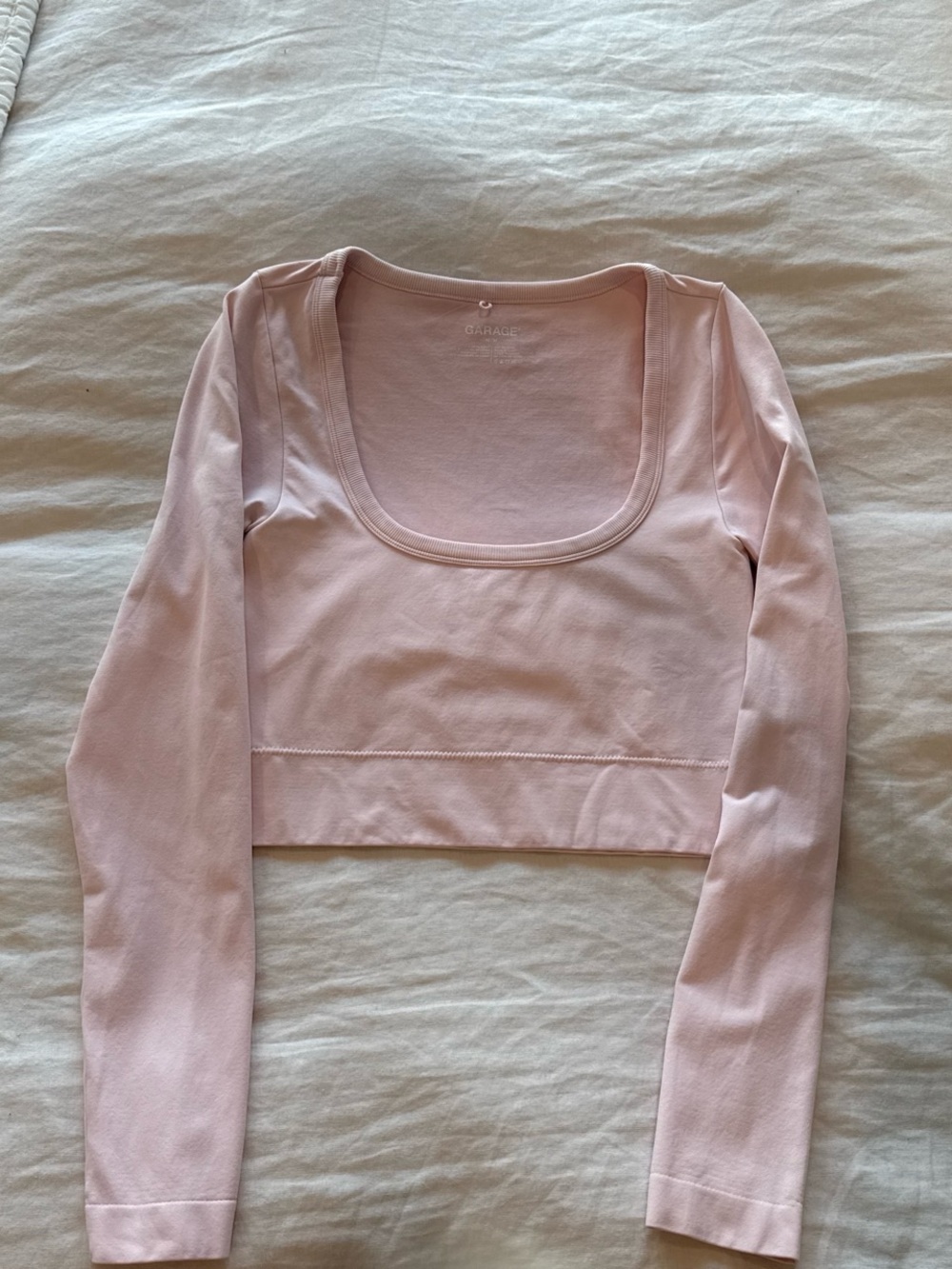 Garage Long Sleeve Cropped Scoop Top - Pale Pink